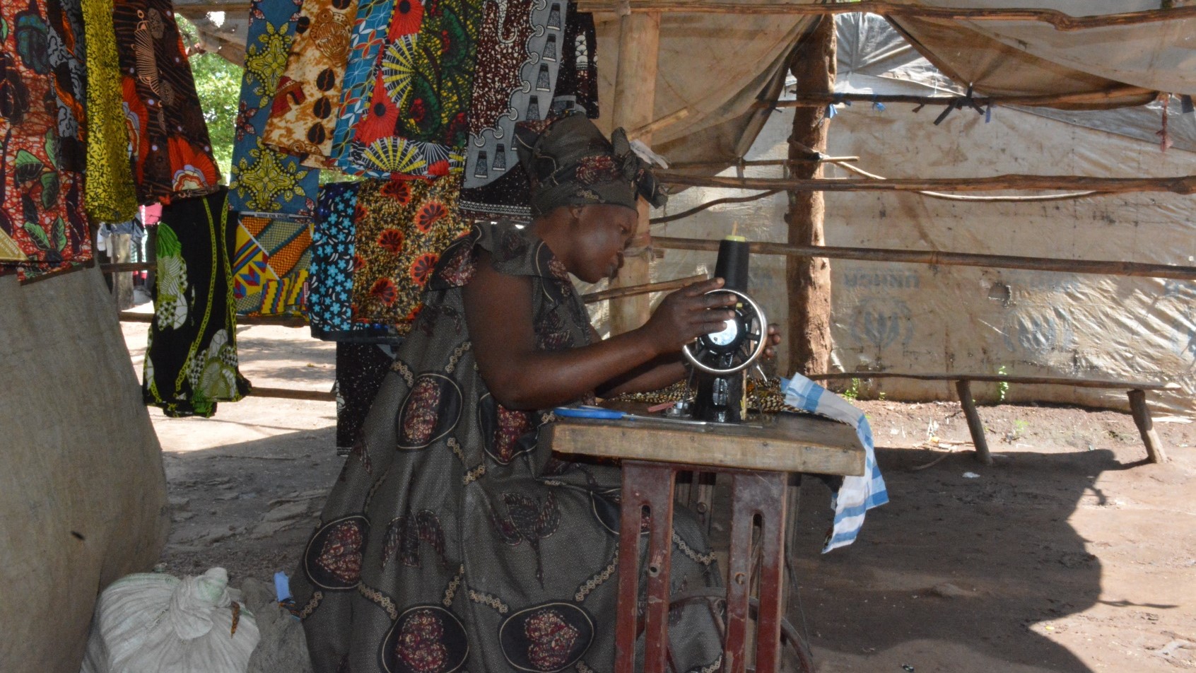 woman with sewing machine