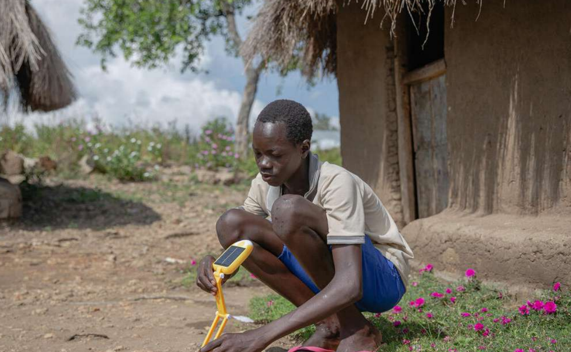 boy with solar light